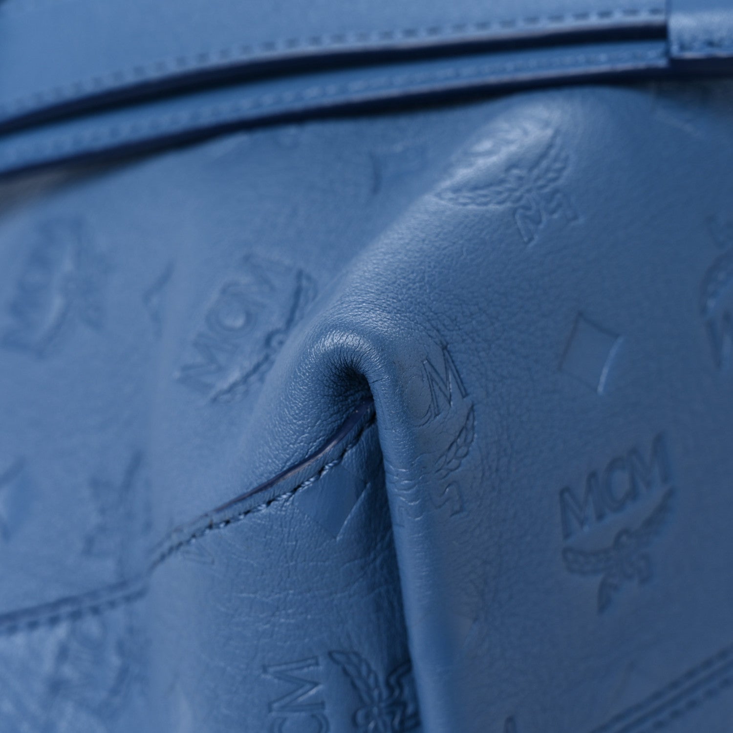MCM Calfskin Ottomar Monogram Large Klara Hobo Luft Blue 9 of 14
