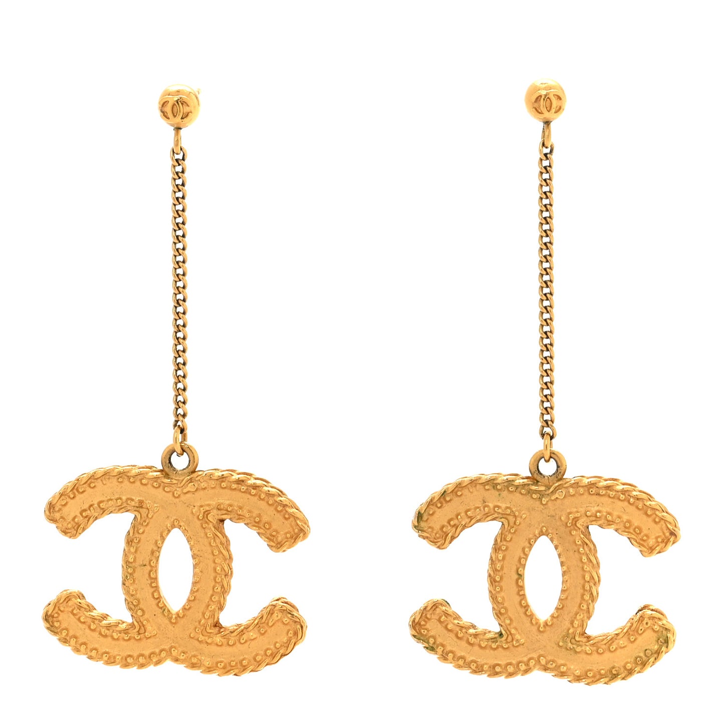 CC Drop Earrings Matte Gold
