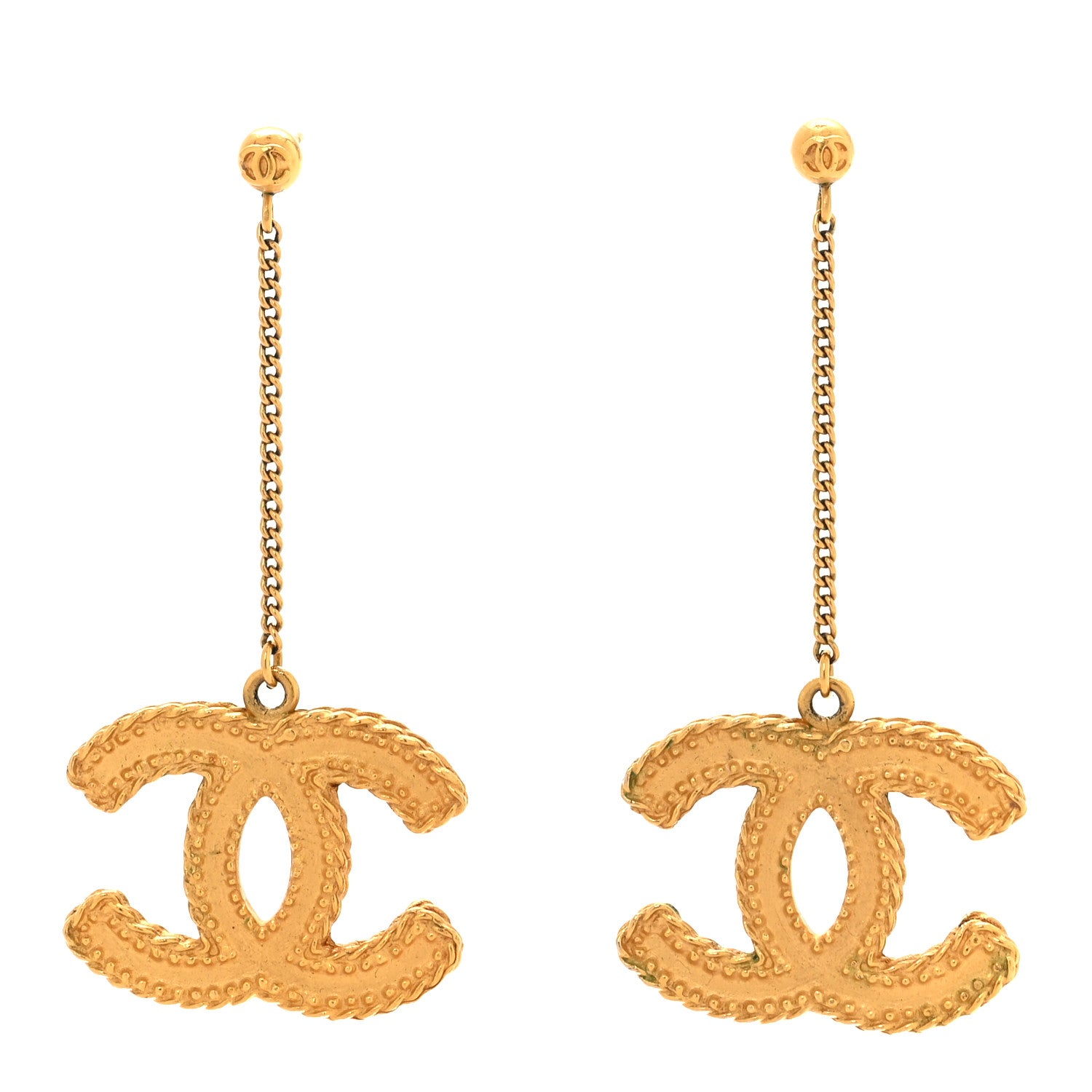 Chanel CC Drop Earrings Matte Gold 1 of 5