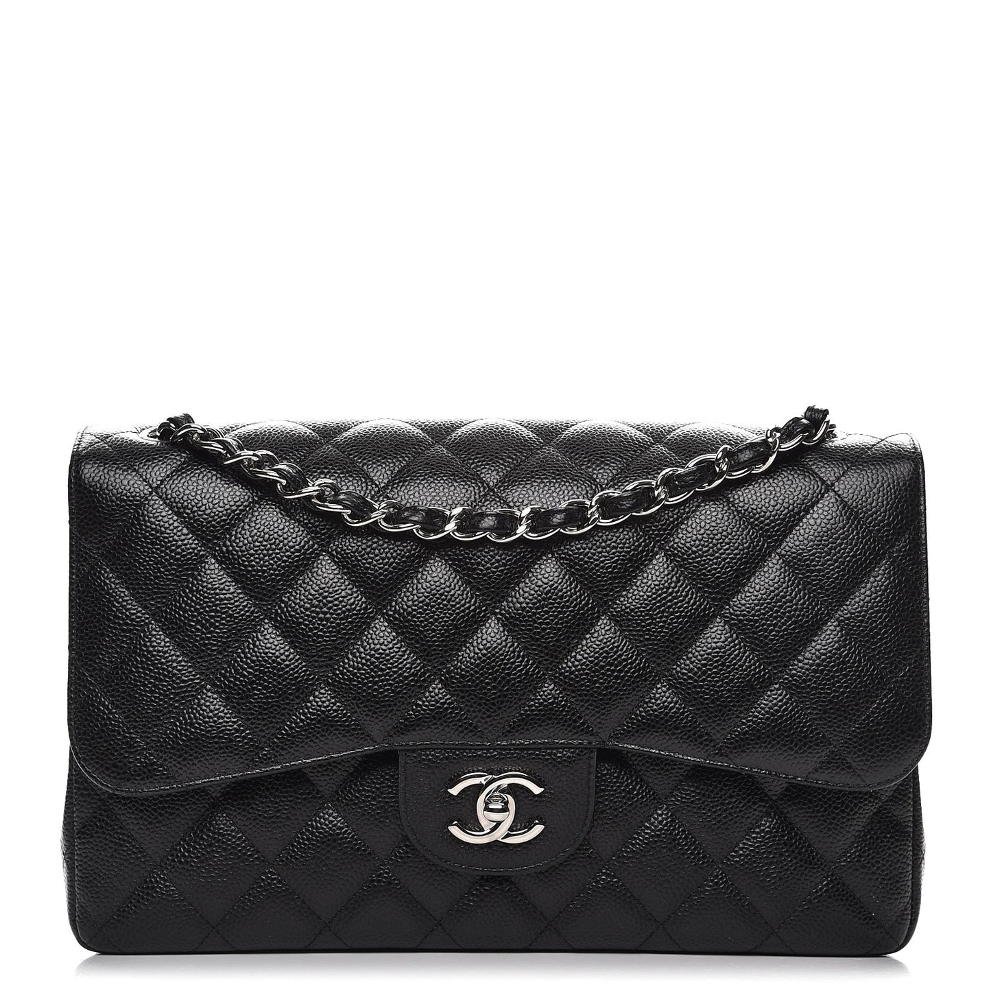 Caviar Quilted Jumbo Double Flap Black