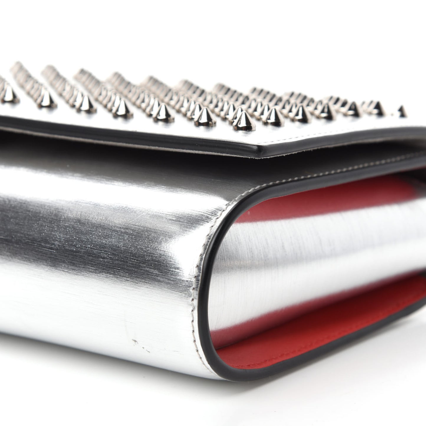 Metallic Calfskin Spikes Multimetal Paloma Clutch Silver