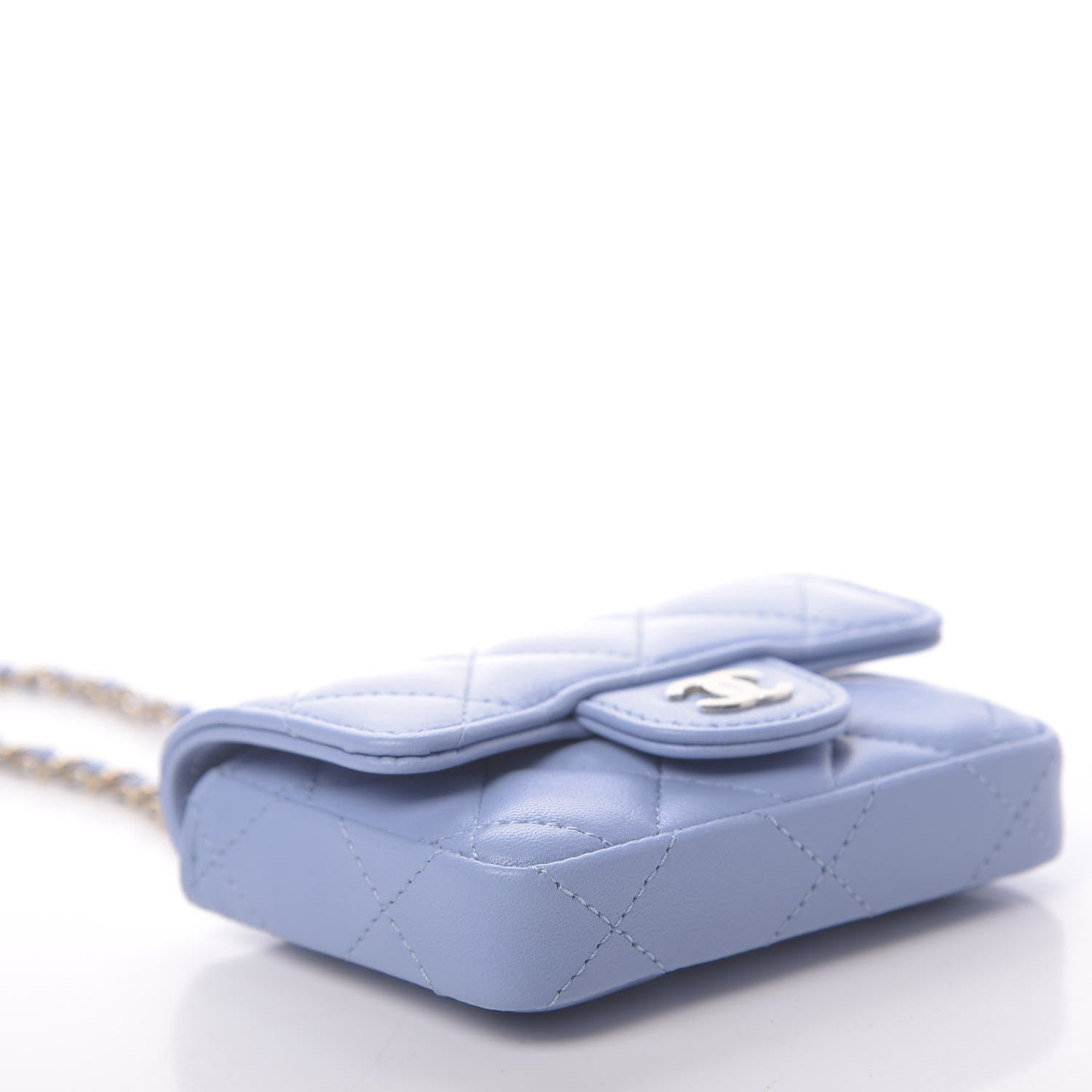 Chanel Lambskin Quilted Chain Belt Bag Blue 6 of 12