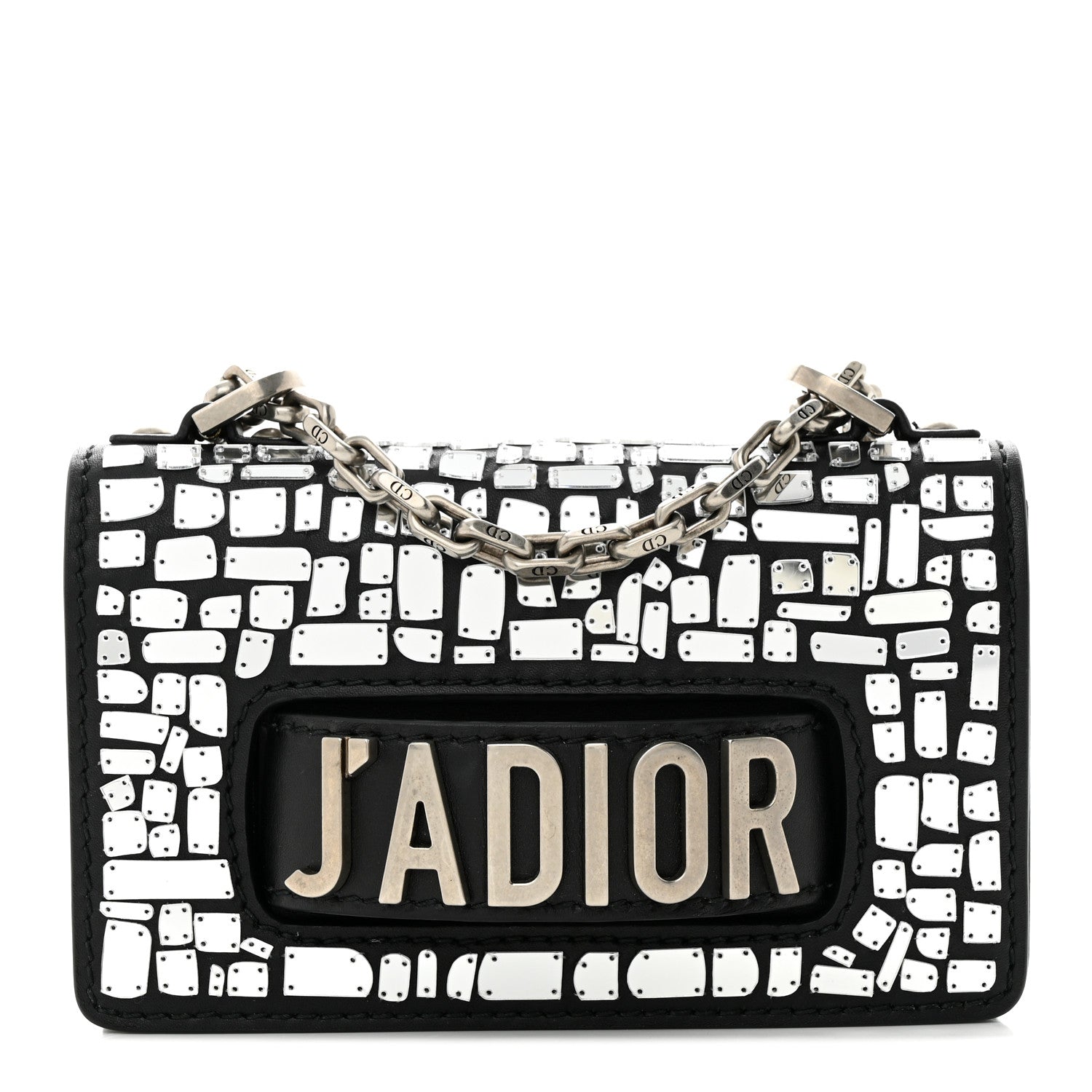 Christian Dior Smooth Calfskin Embroidered Mosaic of Mirrors Mini J'Adior Chain Flap Bag Black 1 of 11