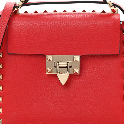 Valentino Garavani Pebbled Calfskin Rockstud Overlay Flap Top Handle Bag Rouge Pur 7 of 9