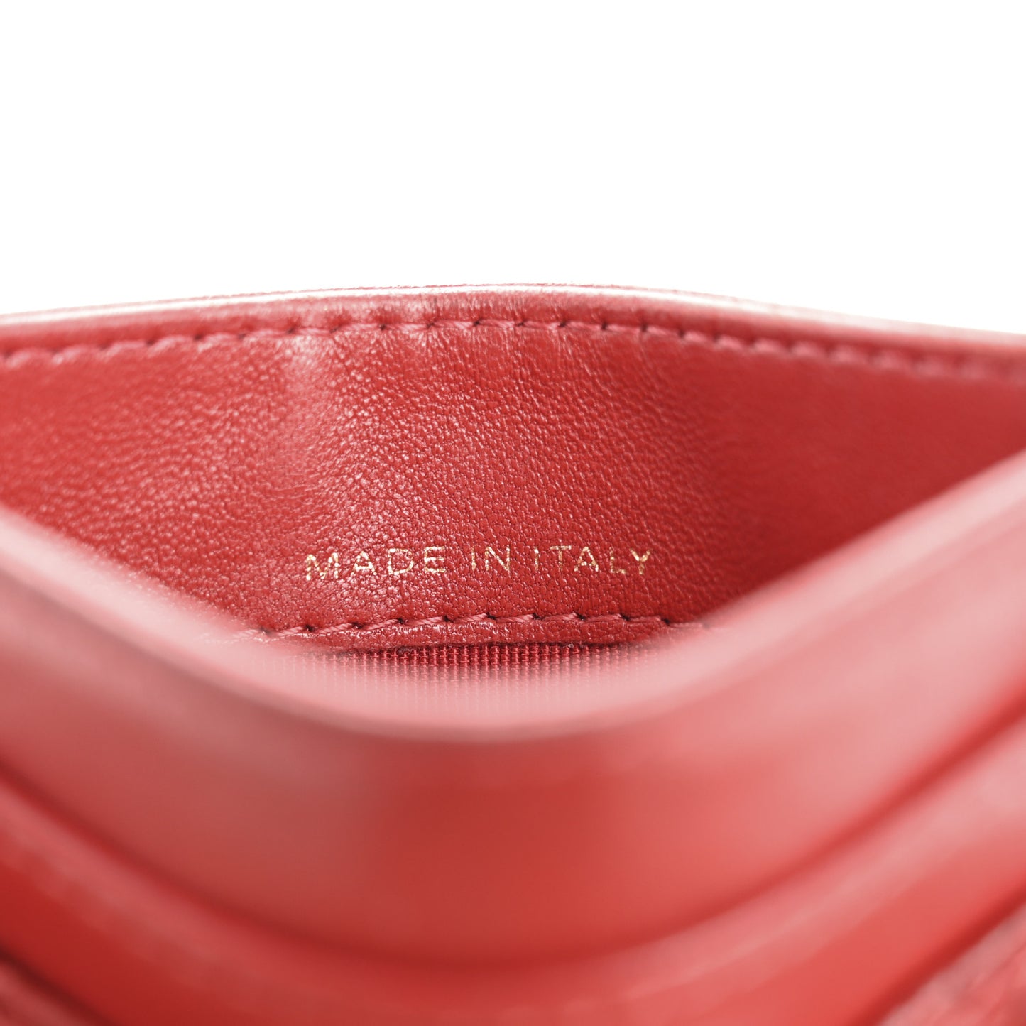 Lambskin Quilted Card Holder Red