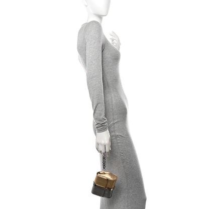 Chanel Metallic Lambskin Square Quilted Wristlet Clutch Gold Silver 2 of 10