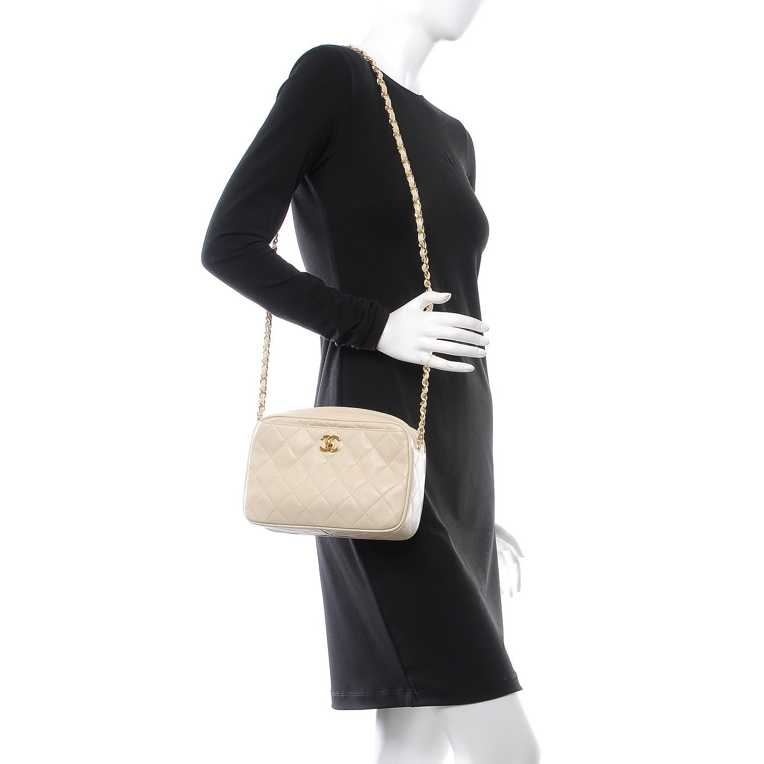 Chanel Caviar Quilted Camera Case Beige Clair 2 of 9