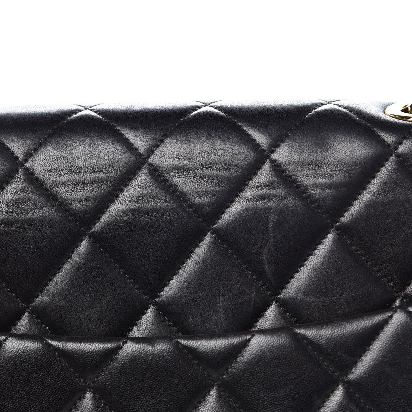 Lambskin Quilted Jumbo Single Flap Black