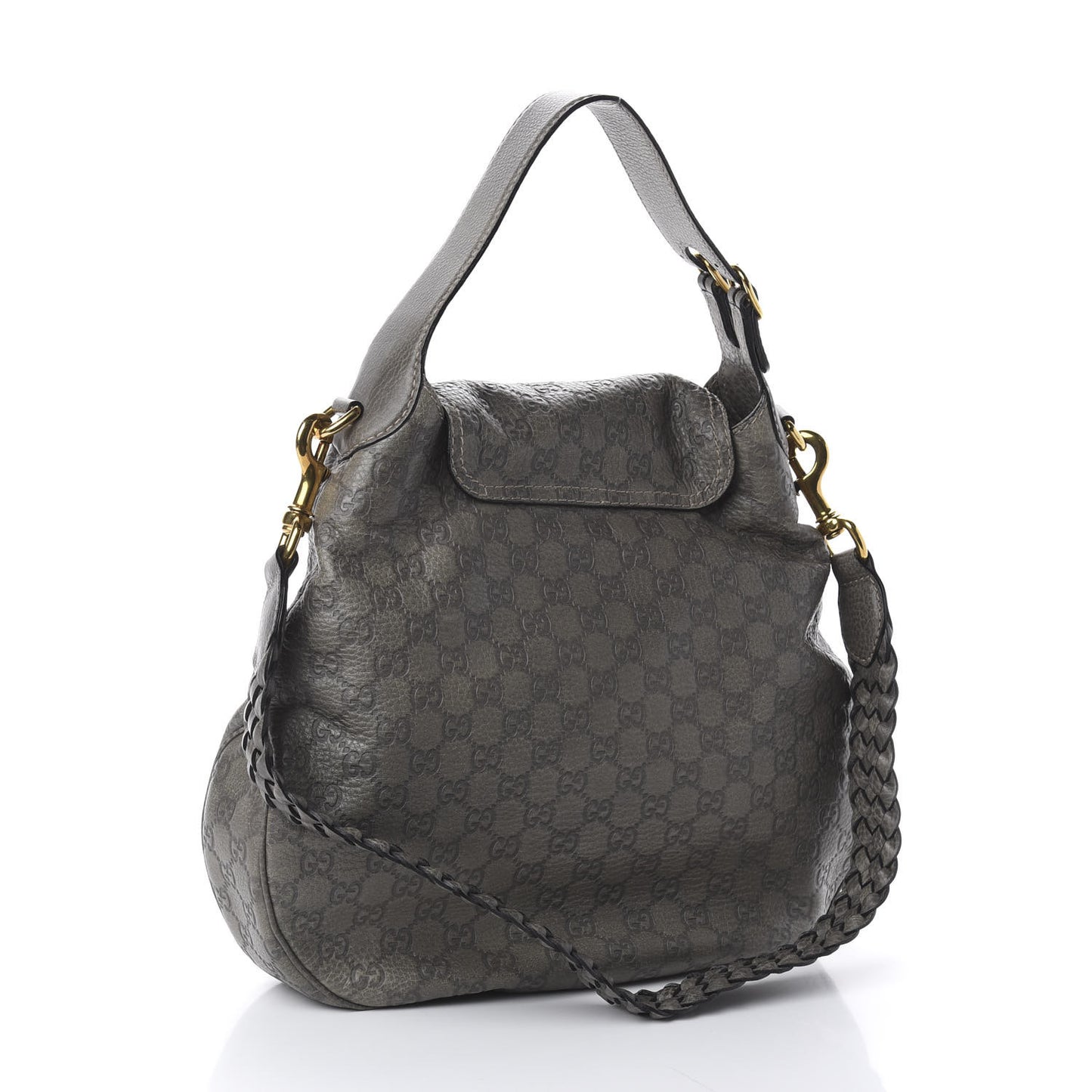 Guccissima Large New Pelham Satchel Grey