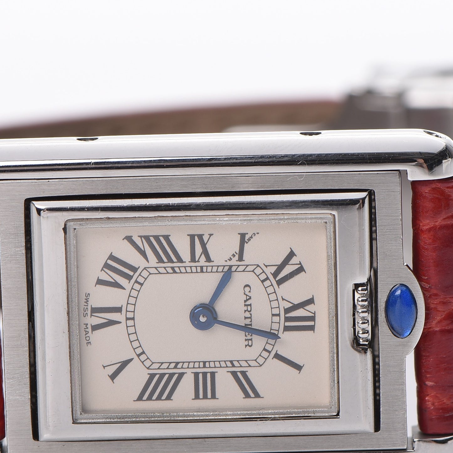 Stainless Steel Alligator 22mm Tank Basculante Quartz Watch Red