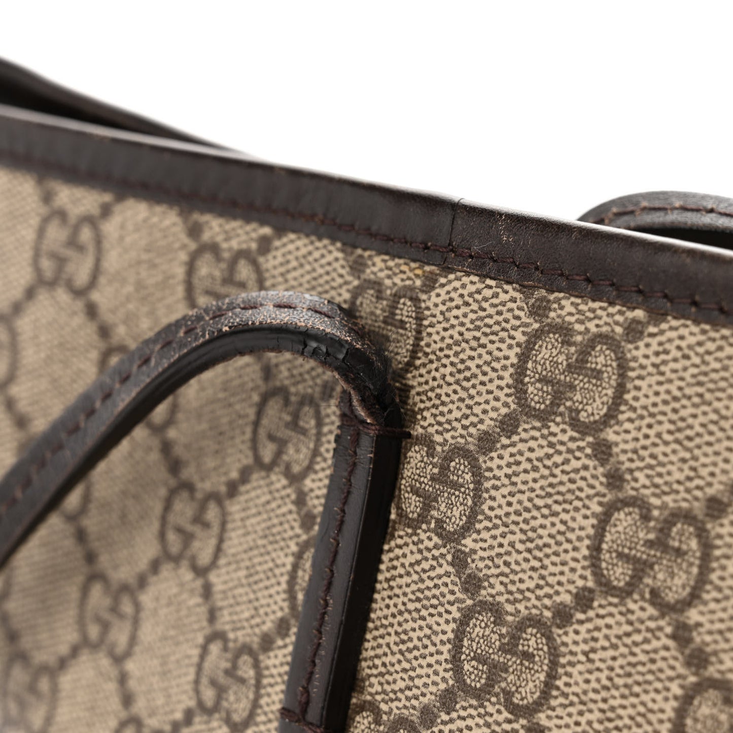 GG Supreme Monogram Medium Zippered Tote Dark Brown