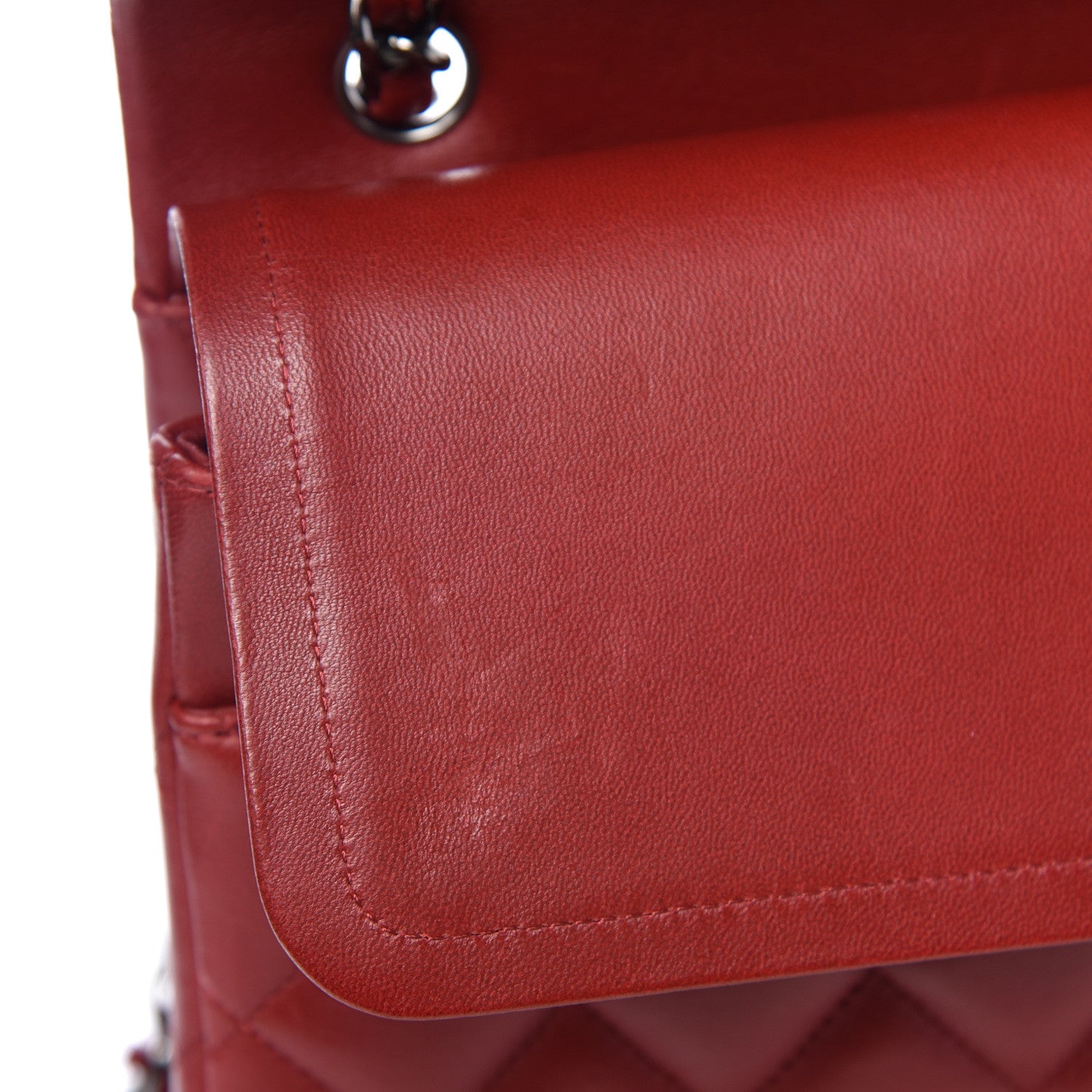 Chanel Lambskin Quilted Maxi Double Flap Dark Red 10 of 14