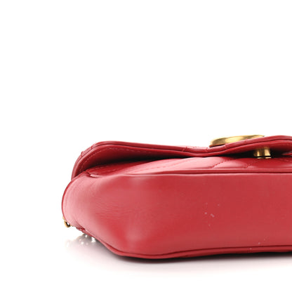 Gucci Calfskin Matelasse Super Mini GG Marmont Shoulder Bag Hibiscus Red 11 of 13