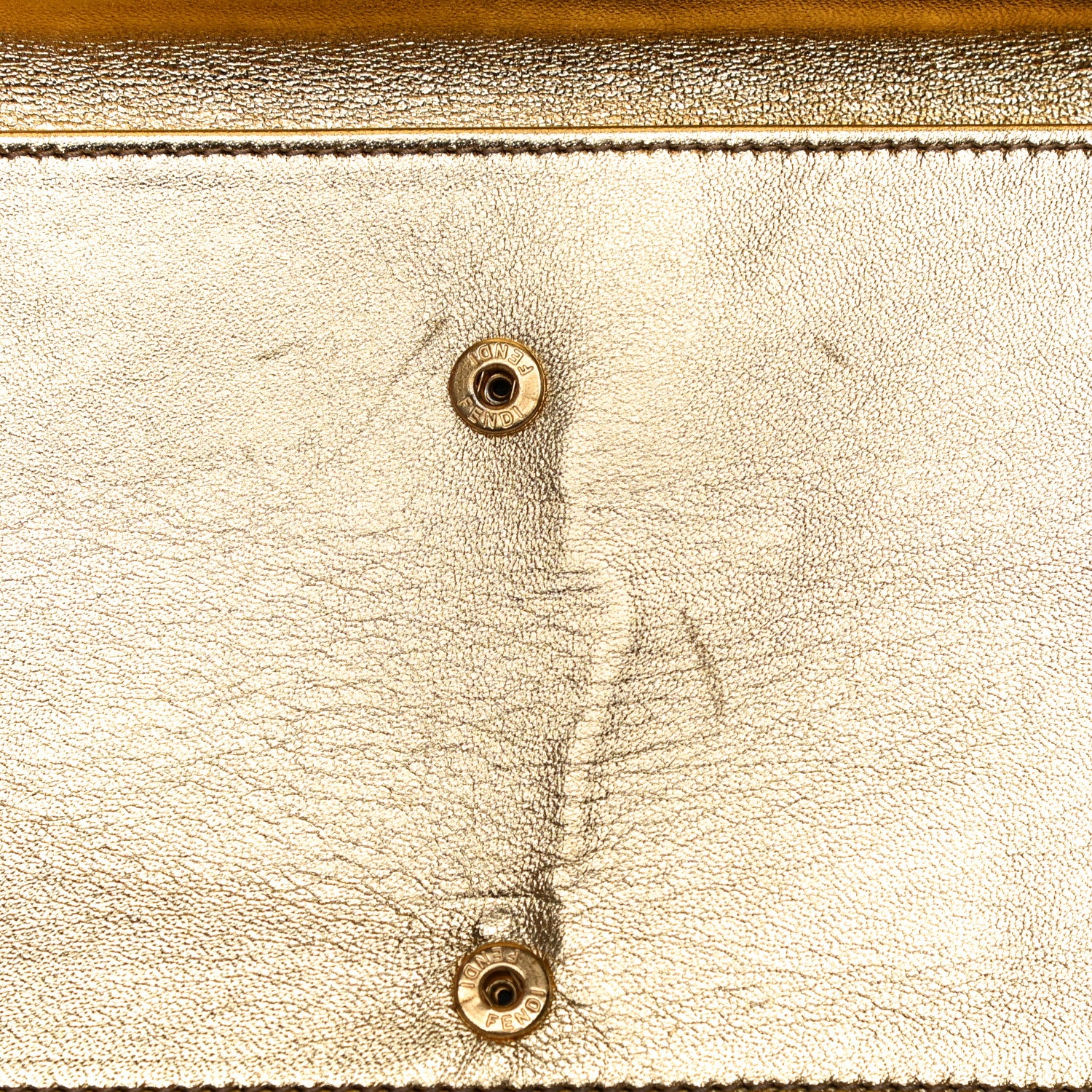 Fendi Metallic Lurex Logo Embossed Long Wallet On Chain Gold 10 of 10