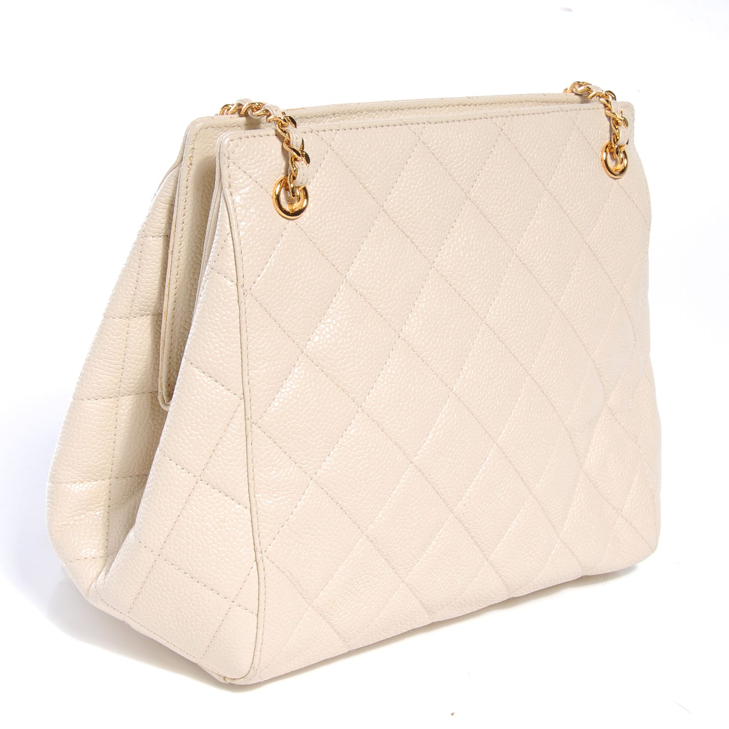Caviar Quilted Small Chain Shoulder Bag White