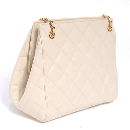 Chanel Caviar Quilted Small Chain Shoulder Bag White 3 of 8