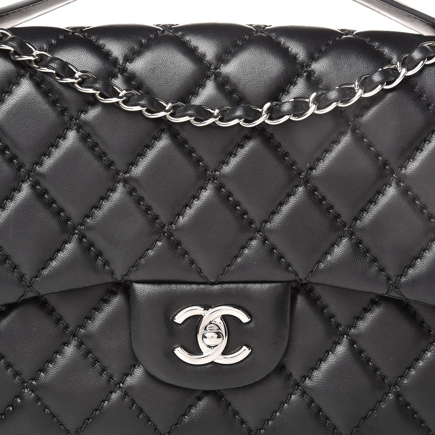 Chanel Lambskin Quilted Jumbo Easy Carry Flap Black 8 of 16