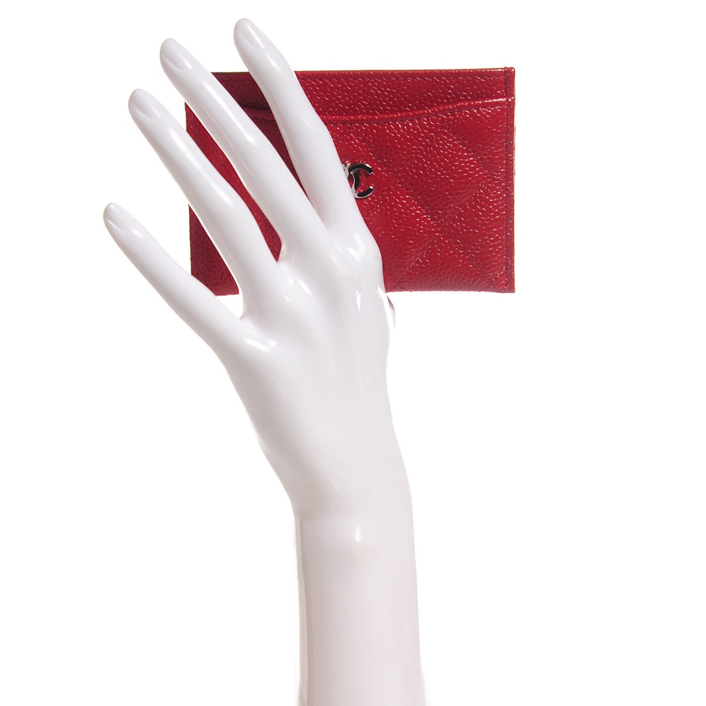 Caviar Quilted Card Holder Red