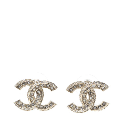 Chanel Crystal Timeless CC Earrings Light Gold 1 of 5
