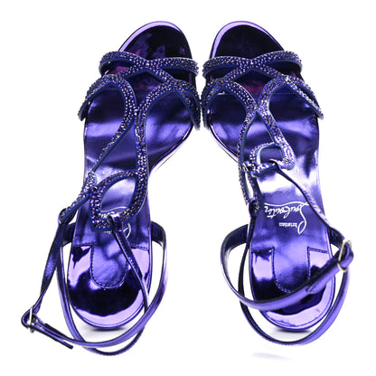 Christian Louboutin Suede Strass Double L 100 T-Strap Sandals 39 Elektra 4 of 20