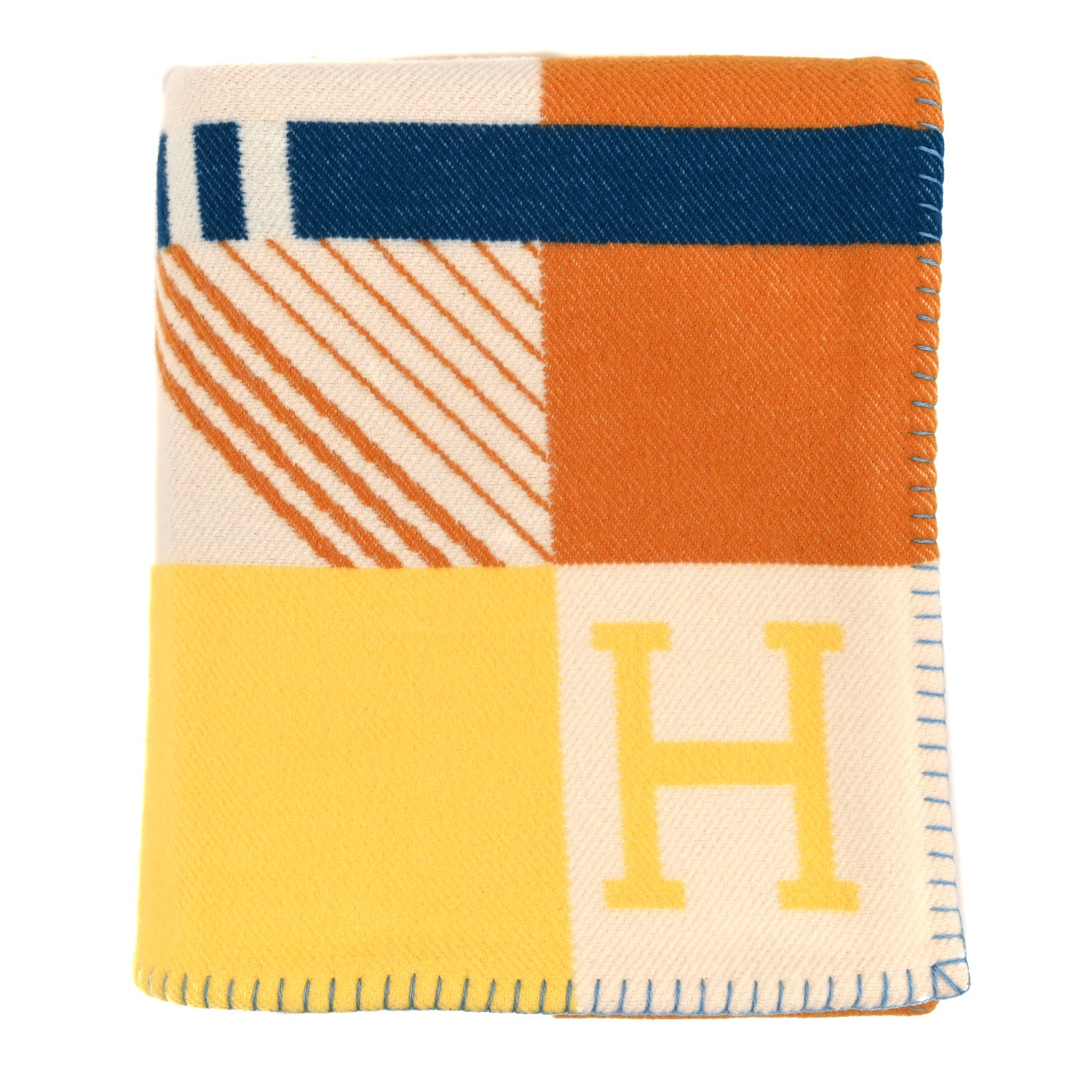 Hermes Wool Cashmere Avalon Vibration Blanket Jaune Citron Ambre 1 of 3