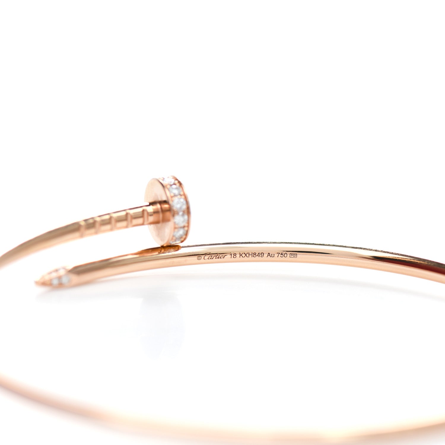 Cartier 18K Pink Gold Diamond Small Juste Un Clou Bracelet 18 3 of 4
