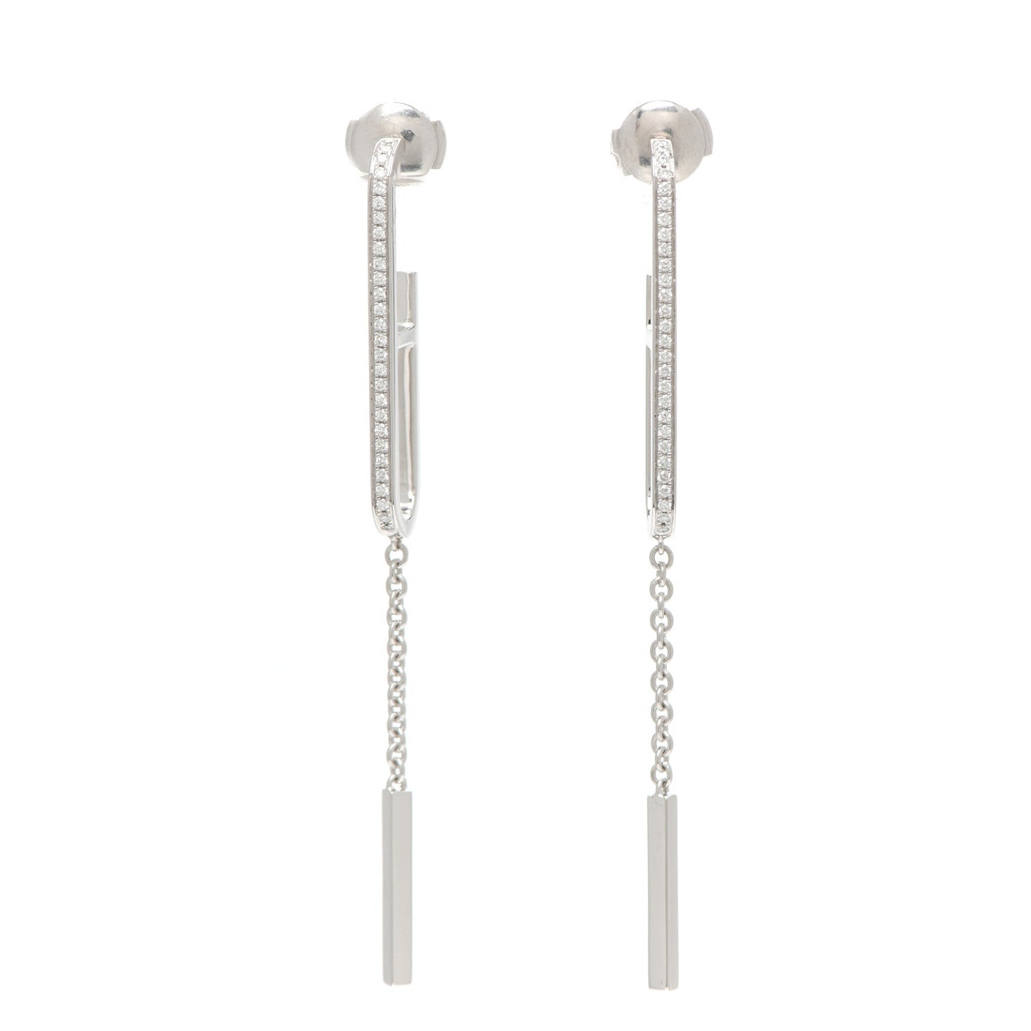 Hermes 18K White Gold Diamond Ever Chaine D'Ancre Enchainee Earrings 1 of 4