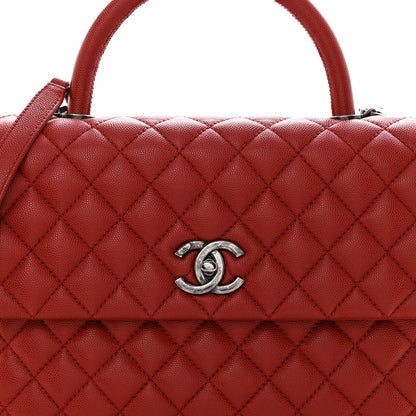 Chanel Caviar Quilted Medium Coco Handle Flap Red 8 of 11