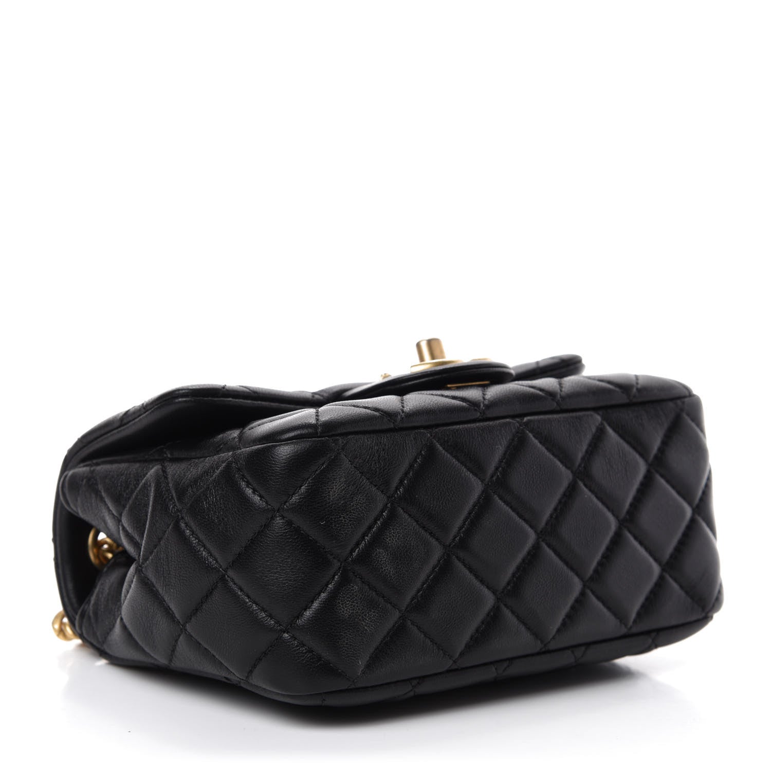 Chanel Lambskin Resin Quilted Mini Pearl Samba Square Flap Black 4 of 10