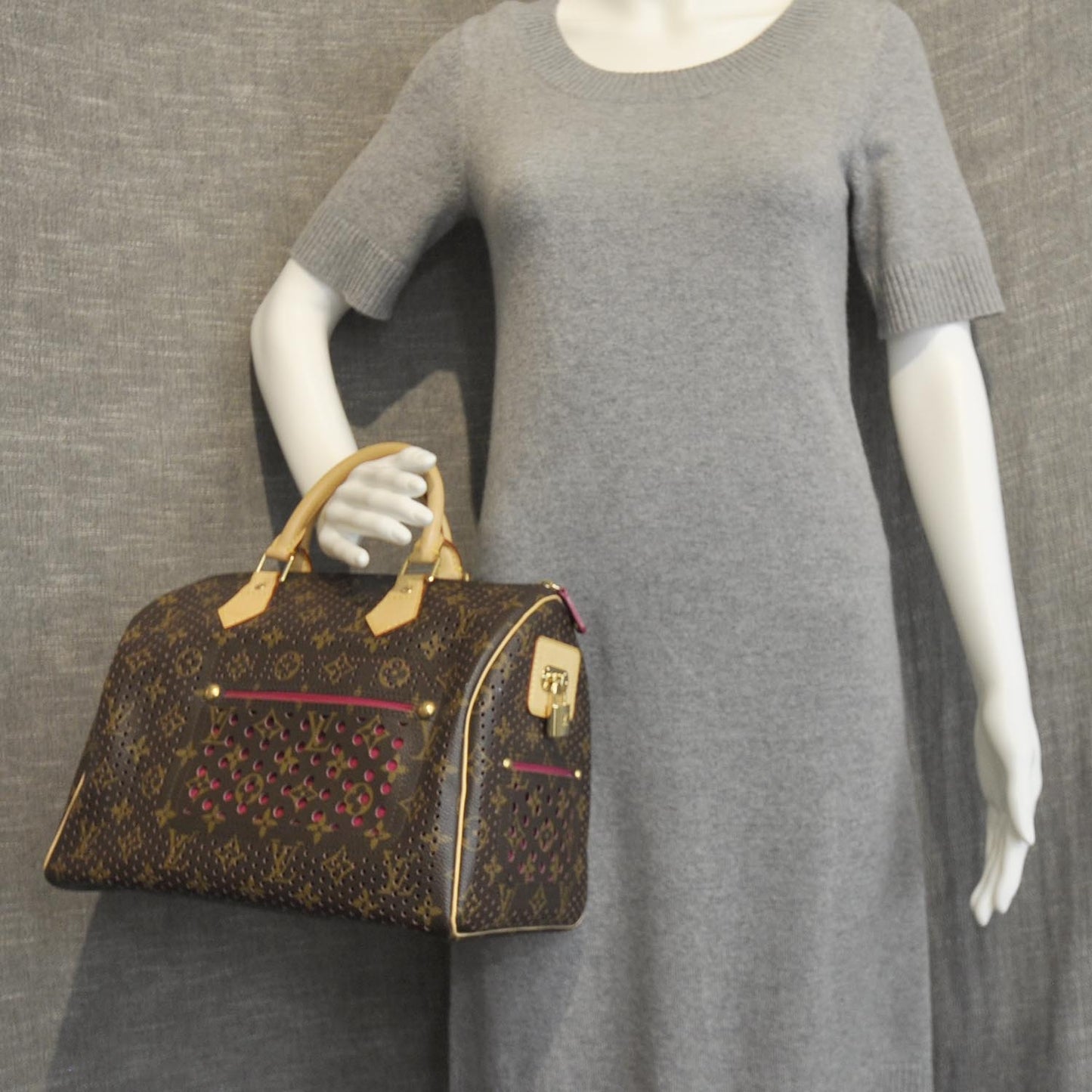 Monogram Perforated Speedy 30 Fuchsia