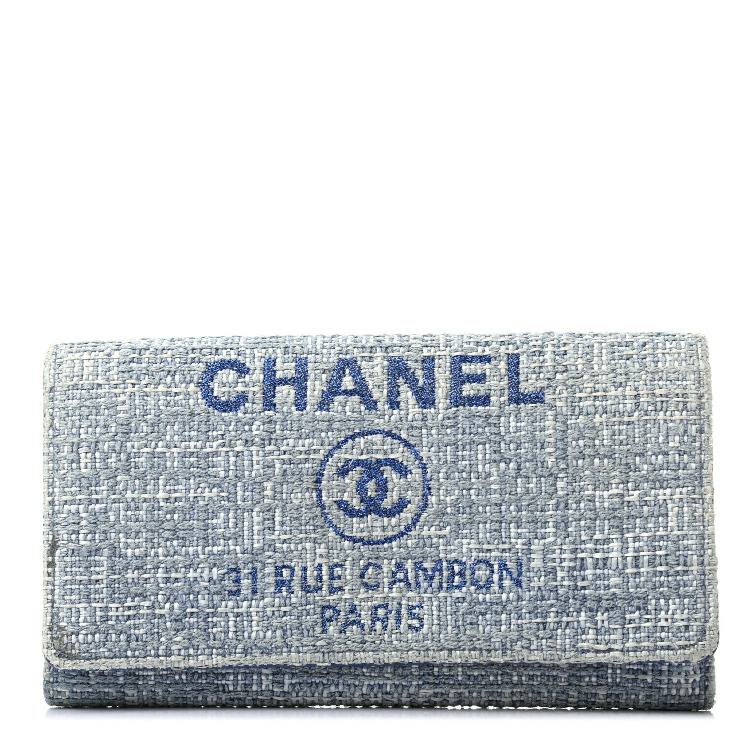Chanel Canvas Deauville Flap Wallet Blue 1 of 9