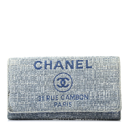 Chanel Canvas Deauville Flap Wallet Blue 1 of 9