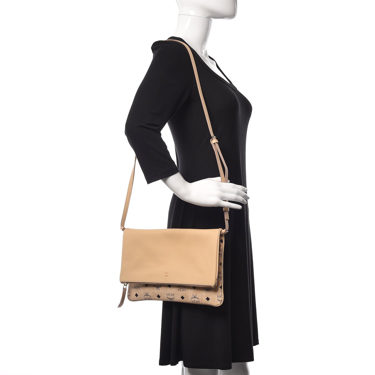 MCM Visetos Corina Foldover Crossbody Bag Latte Beige 2 of 10