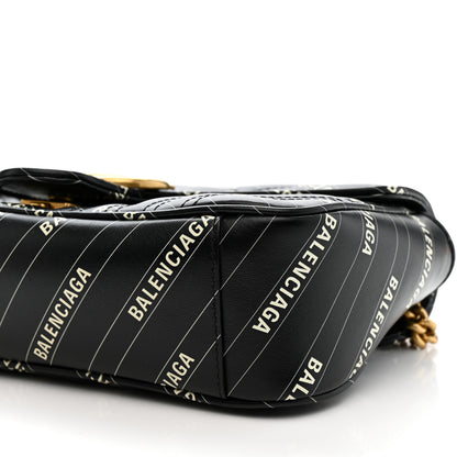 Gucci X BALENCIAGA Calfskin Matelasse Logo Print Small GG Marmont Shoulder Bag Black 10 of 11