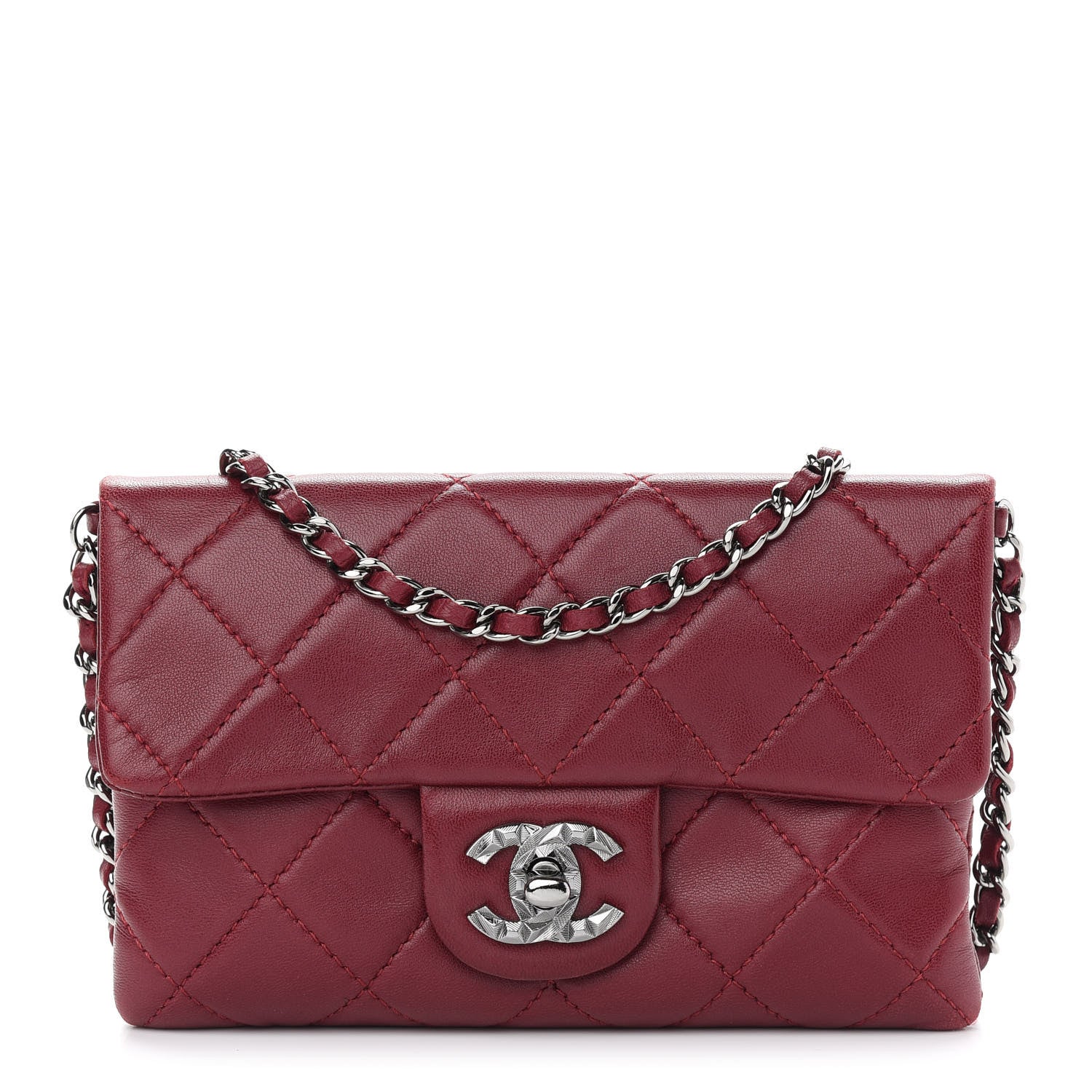Chanel Lambskin Quilted Mini Mineral Nights Flap Crossbody Bag Dark Red 1 of 9