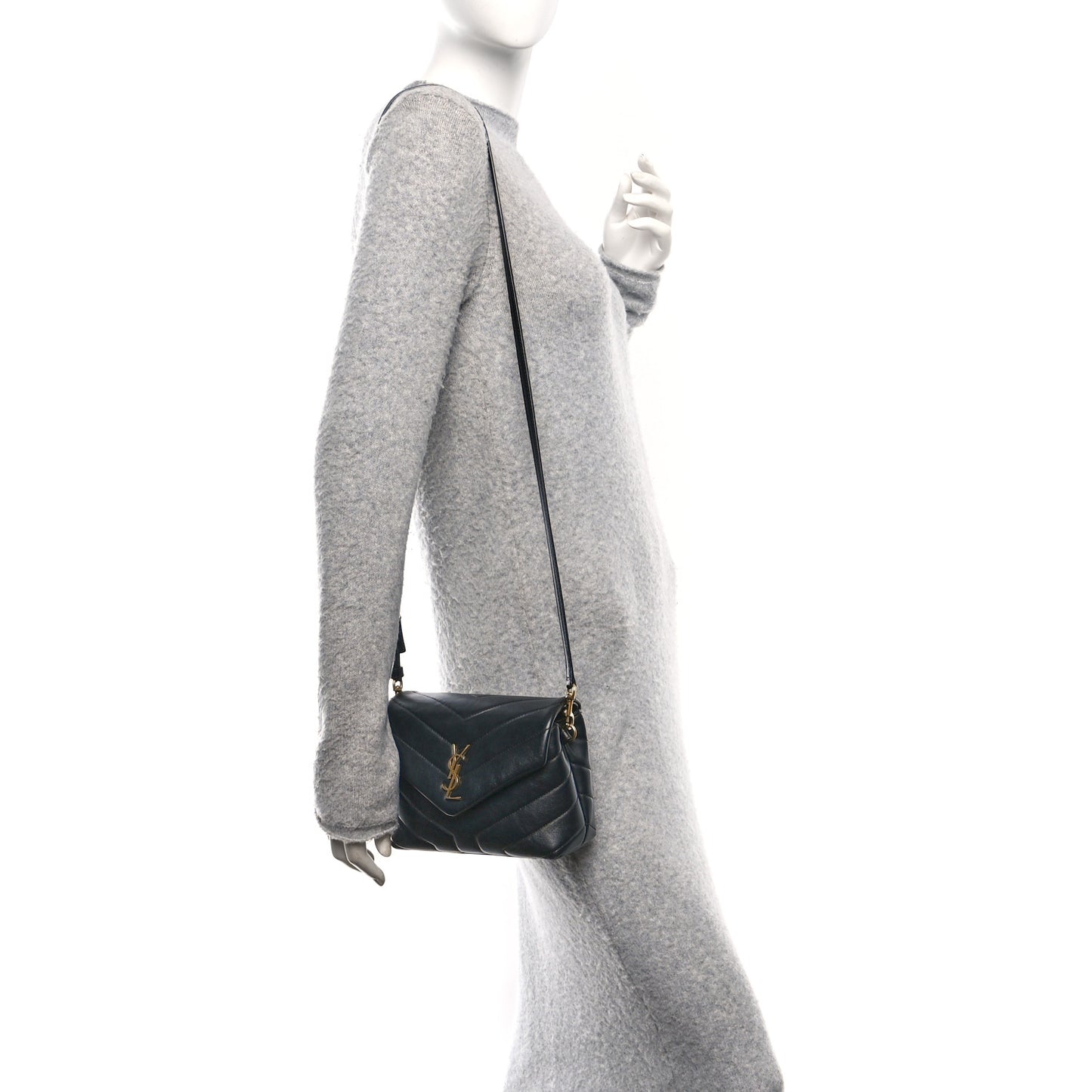 Calfskin Y Quilted Monogram Toy Loulou Crossbody Bag Black