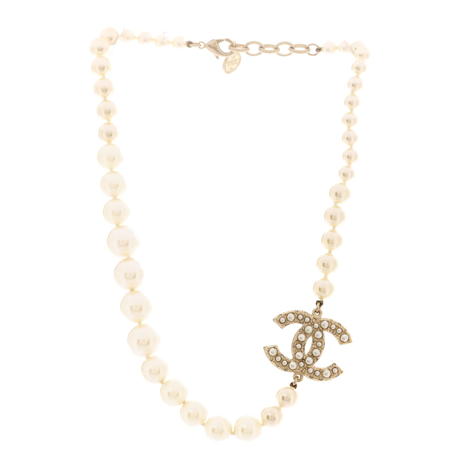 Chanel Pearl CC 100th Anniversary Necklace Light Gold 3 of 6