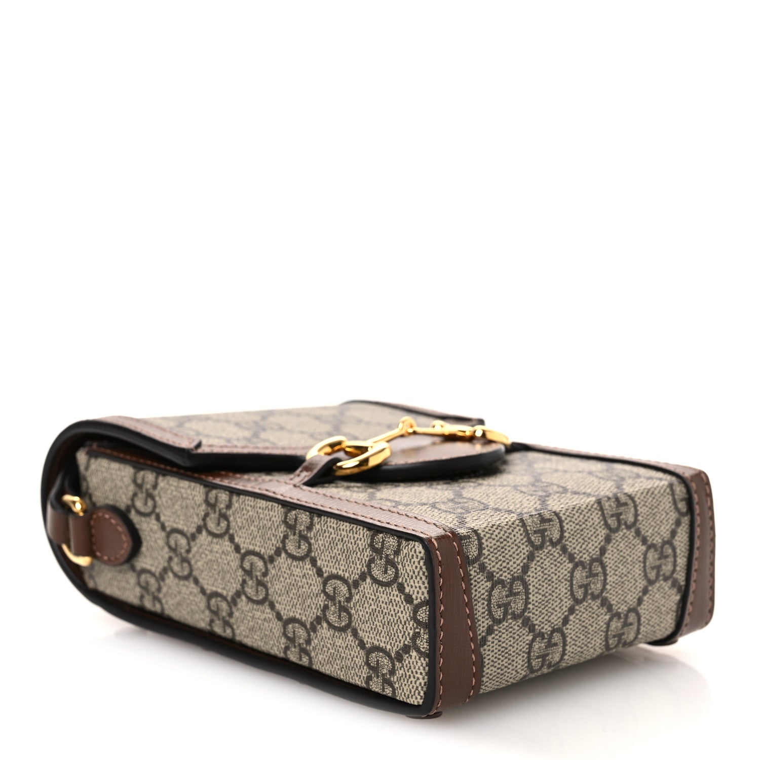 Gucci GG Supreme Monogram Mini Horsebit 1955 Crossbody Bag Beige Brown Sugar 4 of 11