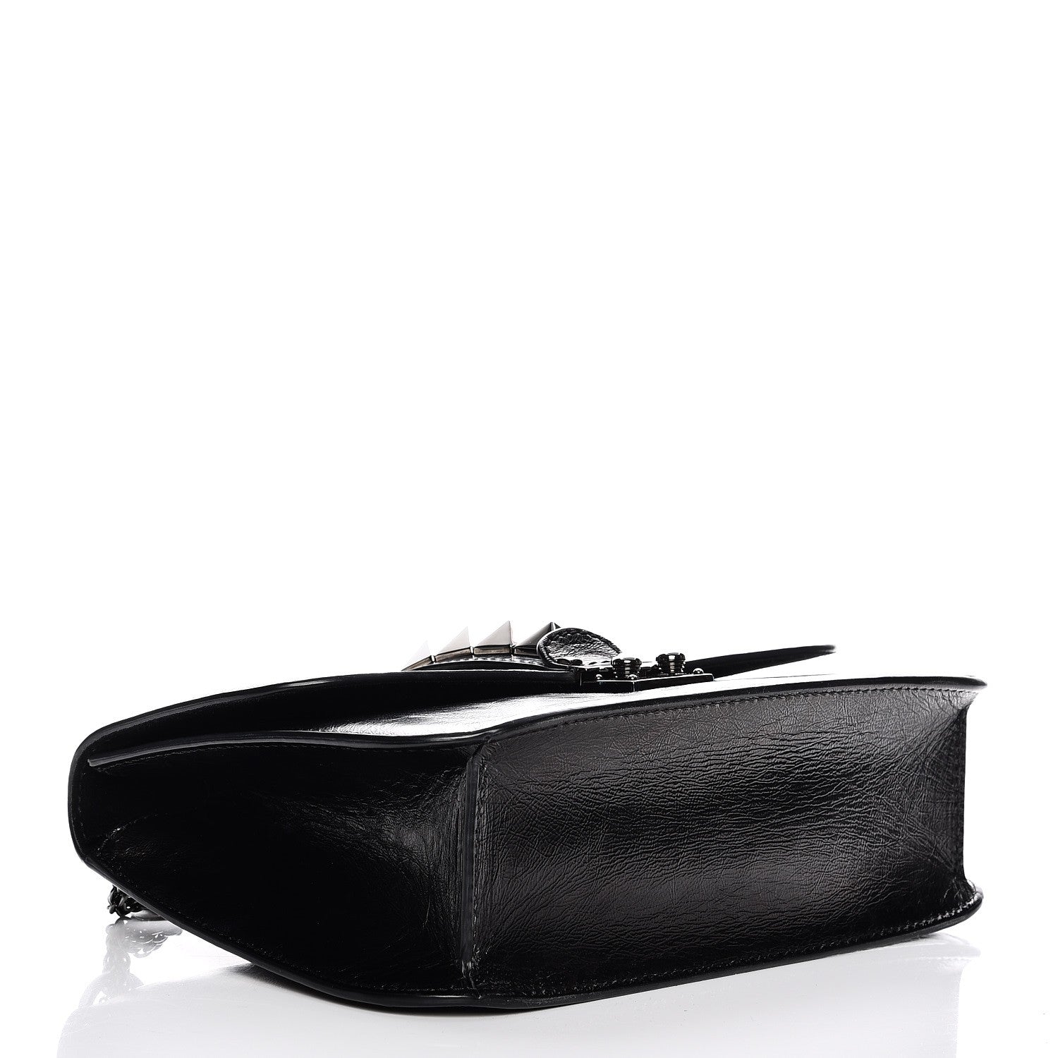 Valentino Garavani Craquele Calfskin Medium Glam Lock Rockstud Flap Black 4 of 7