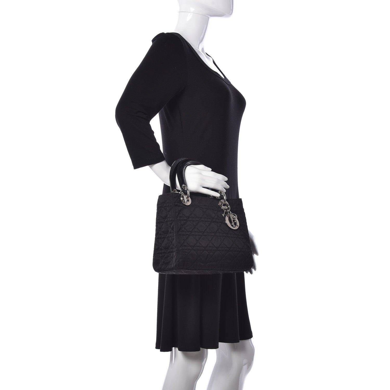 Christian Dior Nylon Cannage Medium Lady Dior Black 2 of 19