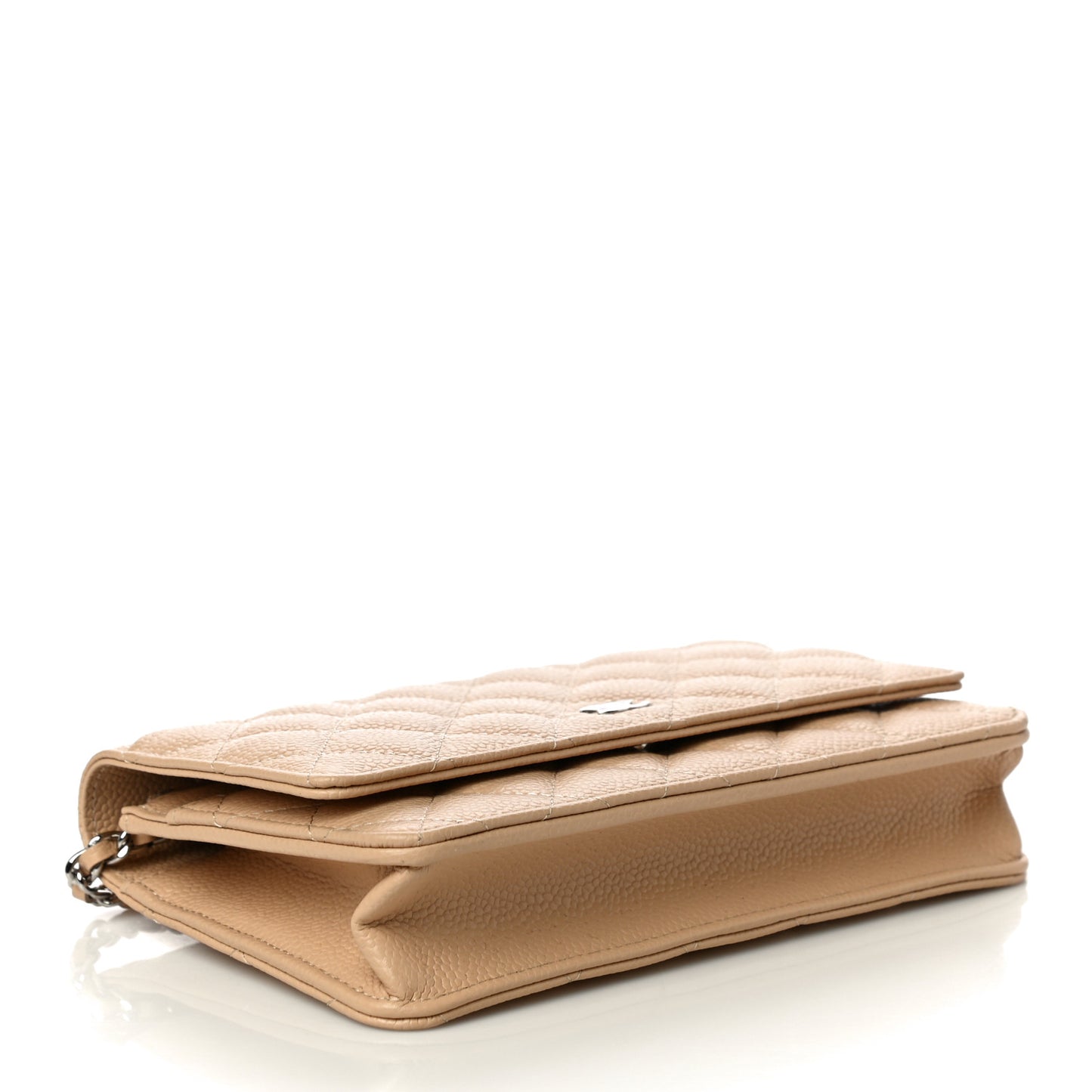 Caviar Quilted Wallet On Chain WOC Beige