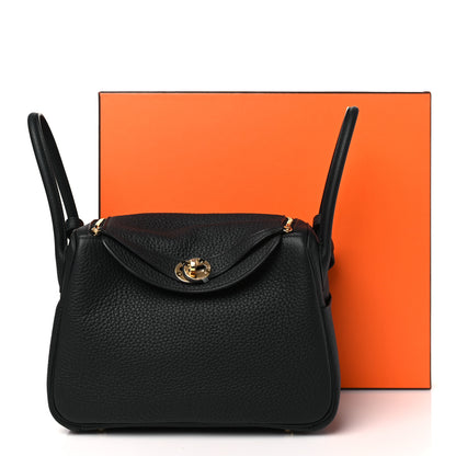 Hermes Taurillon Clemence Lindy 26 Black 10 of 10