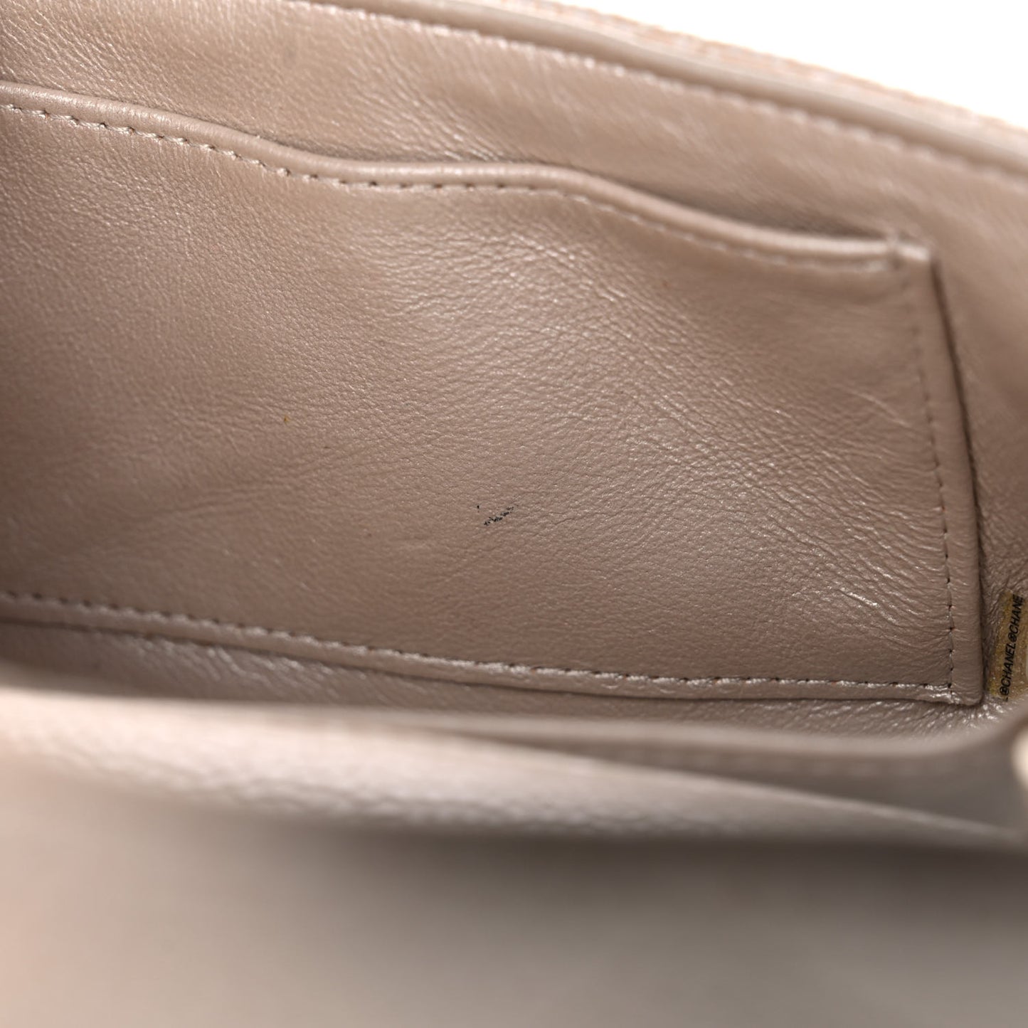 Iridescent Caviar Quilted Extra Mini Flap Beige