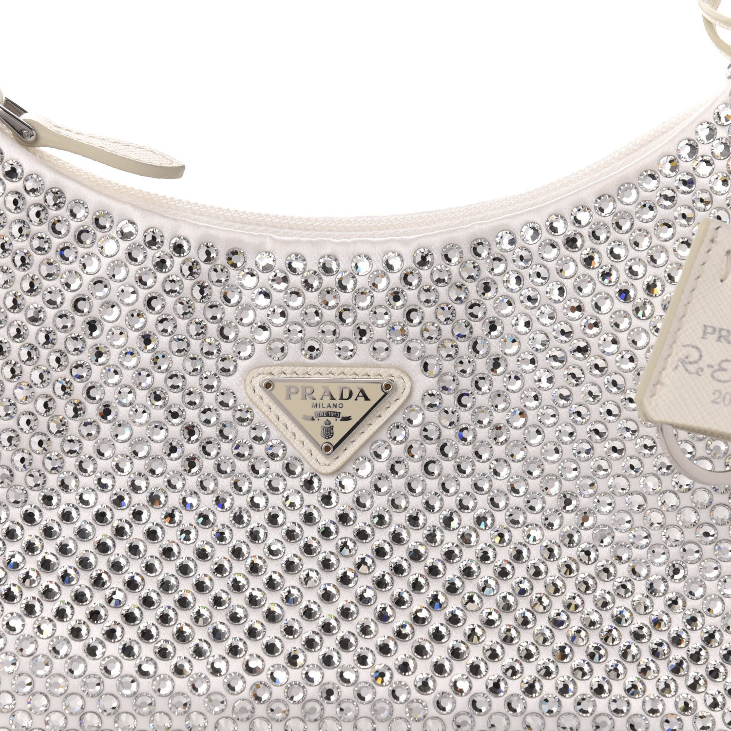 Prada Satin Crystal Mini Re-Edition 2000 Bag White 13 of 13