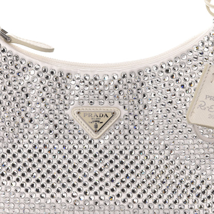 Prada Satin Crystal Mini Re-Edition 2000 Bag White 13 of 13