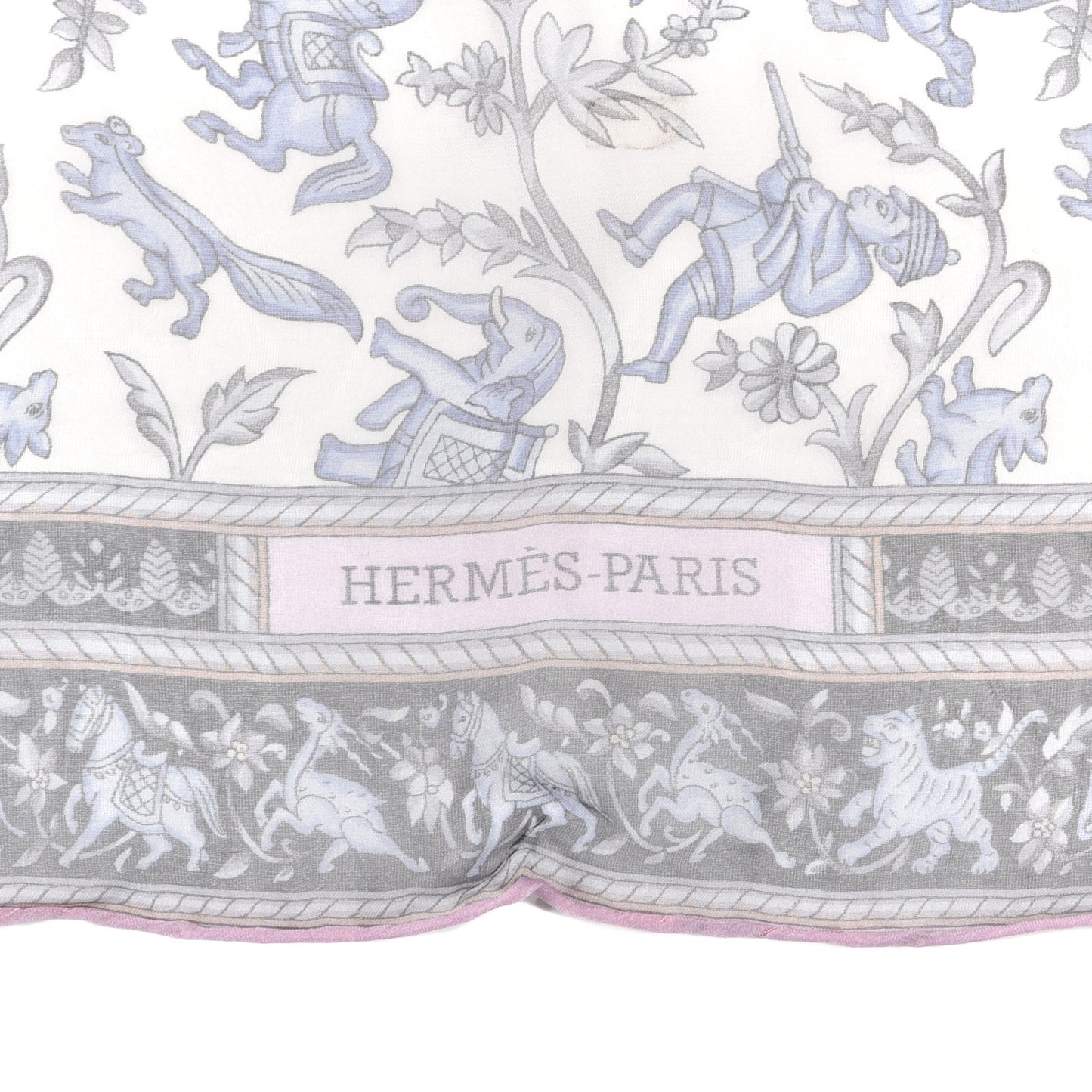 Silk Mousseline Chasse En Inde Stole Rose The Bleu Jean Mauve