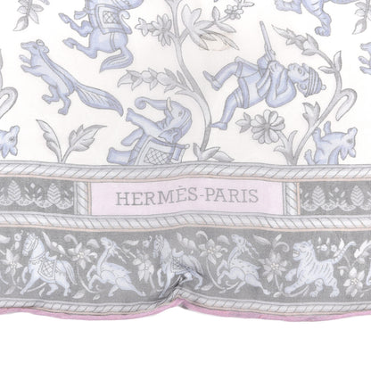 Hermes Silk Mousseline Chasse En Inde Stole Rose The Bleu Jean Mauve 3 of 4