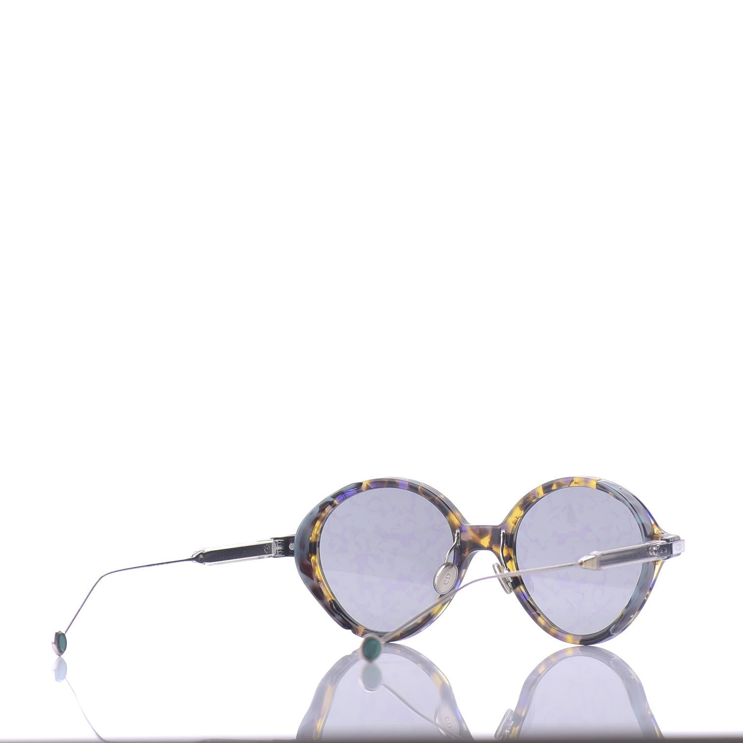 Christian Dior Acetate Leaf Print Umbrage Round Sunglasses Green Foliage 4 of 8