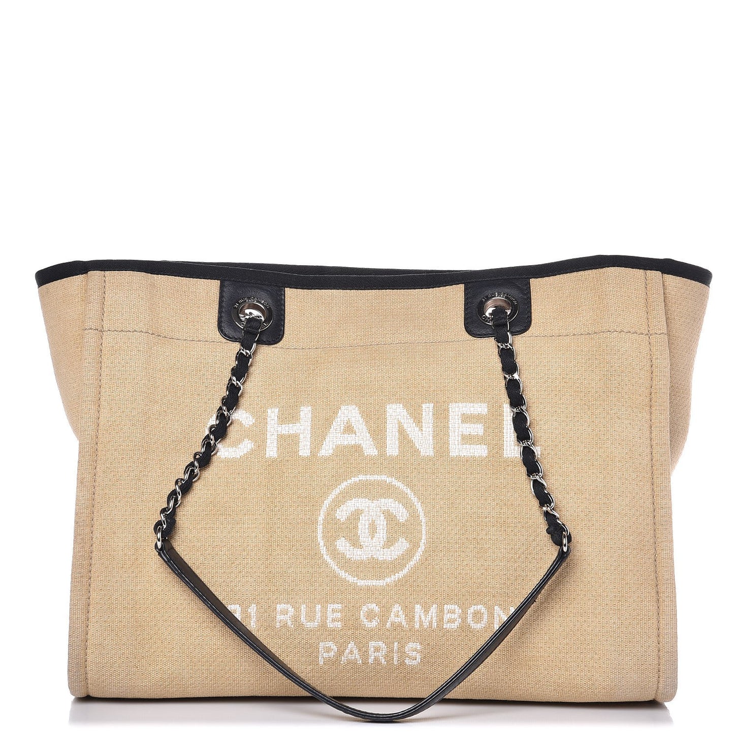 Canvas Small Deauville Tote Beige Black