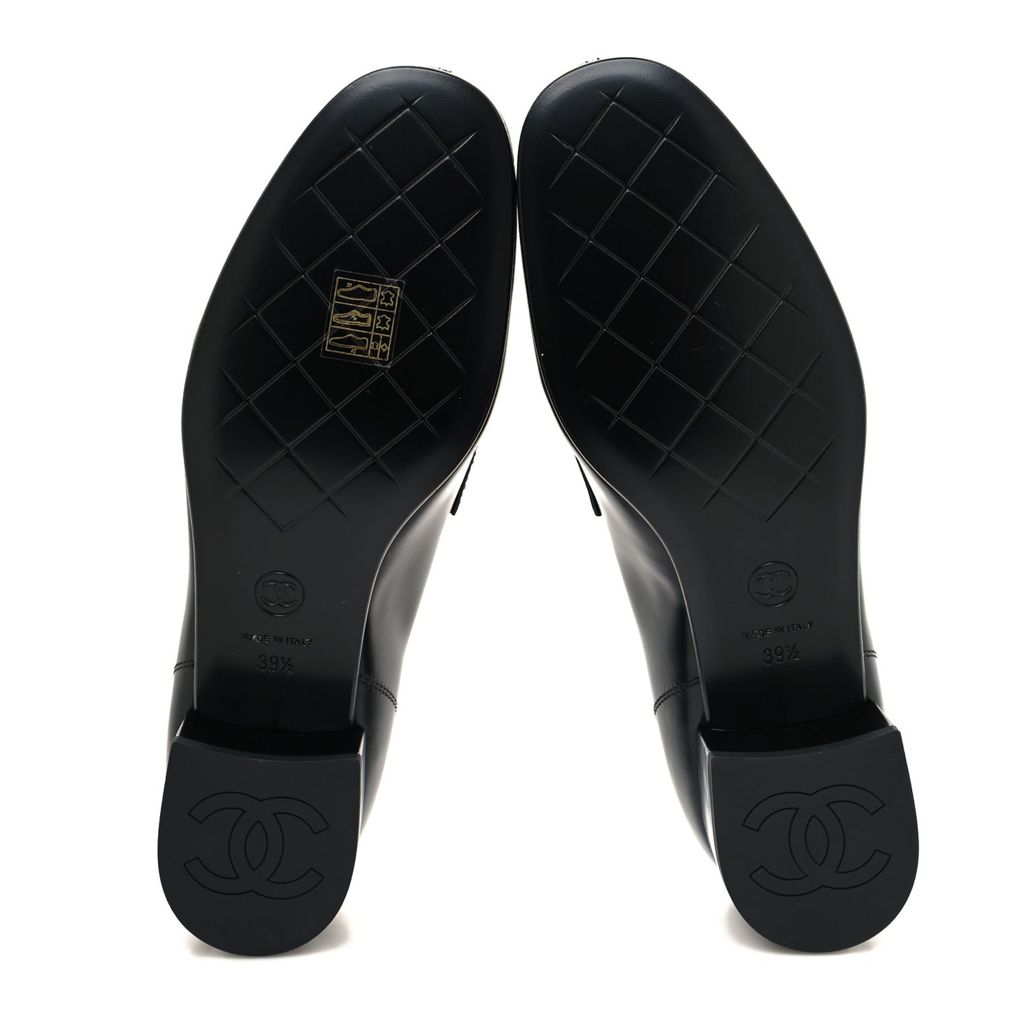 Shiny Calfskin Logo Loafers 39.5 Black
